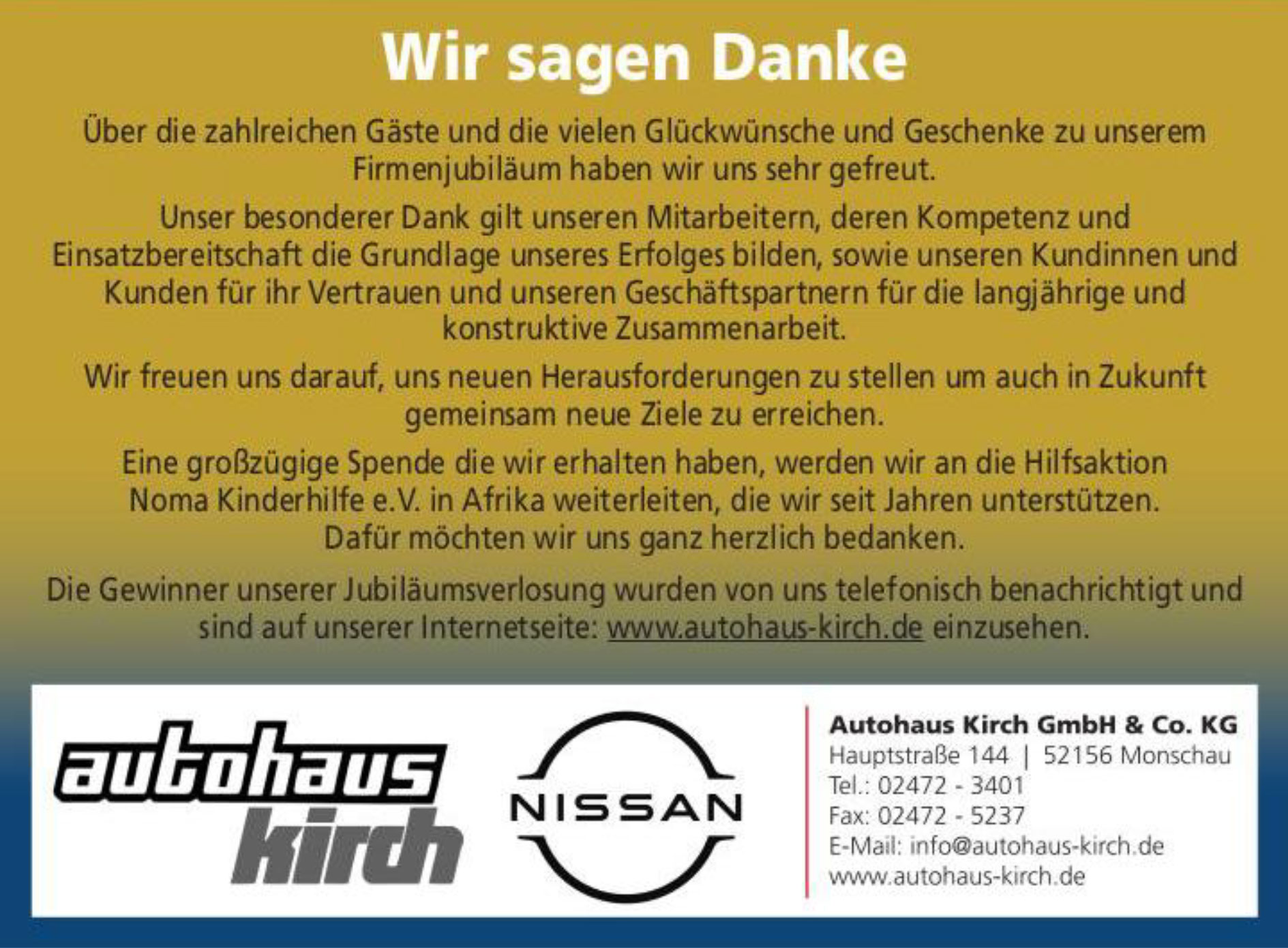 Wir feiern Jubiläum - Danke